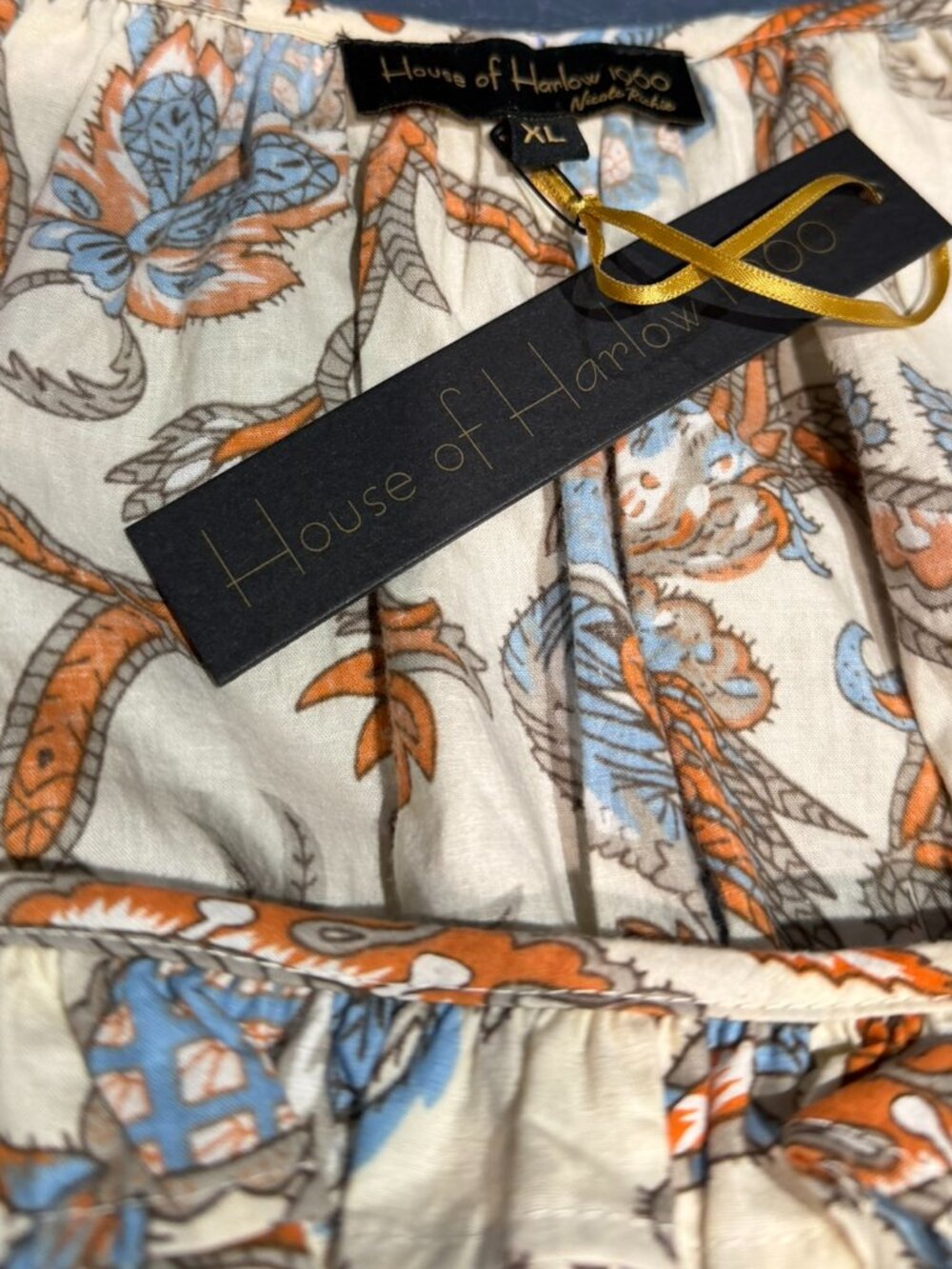 House of Harlow 1960 NWT Nicole Richie Puff Sleeve Cotton Floral Dress Size XL - Picture 6 of 10